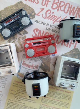 创意厨房立式烤箱红色收音机仿真冰箱贴家居装饰磁贴简约磁铁贴