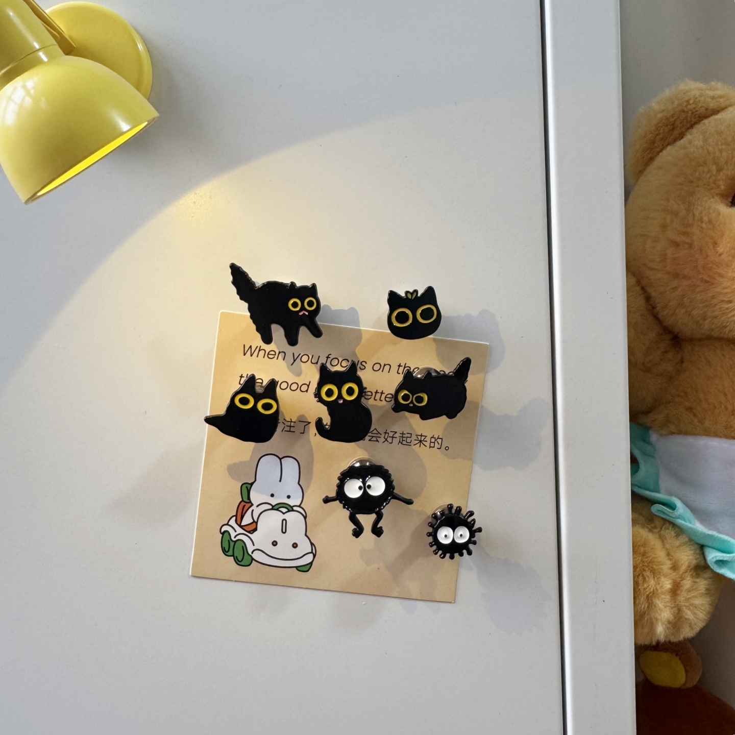 【4个包邮】小黑猫冰箱贴洞洞板入户门磁吸装饰磁力贴创意磁吸贴