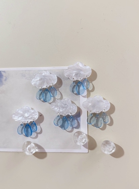 创意云朵雨滴冰箱贴透明树脂磁性贴洞洞板入户门卡通装饰贴磁吸