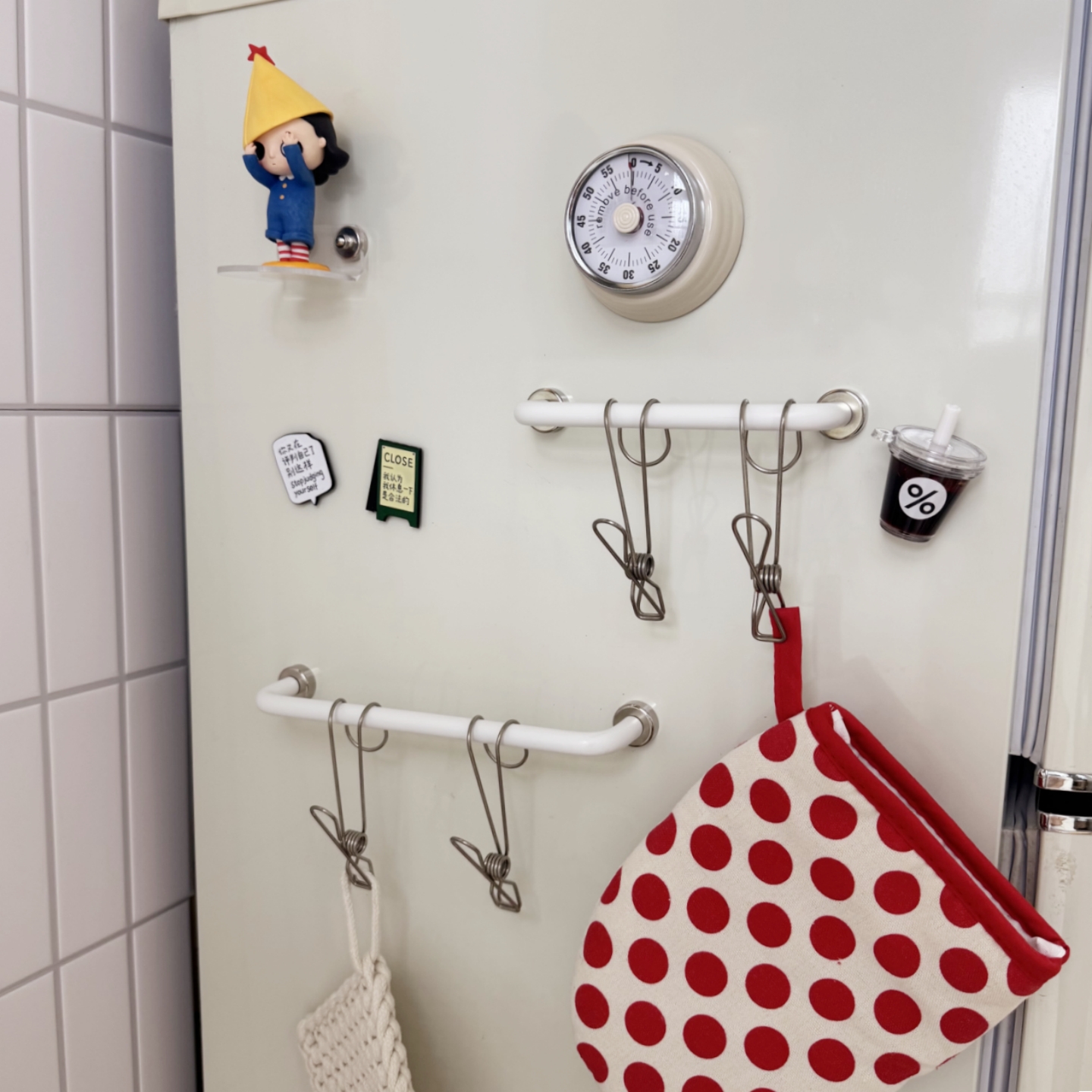 创意多色磁吸收纳杆冰箱贴洞洞板入户门磁吸装饰磁贴磁力贴个性