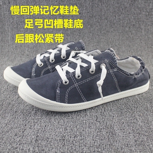 春秋季女生一脚蹬透气帆布鞋软底平跟记忆软垫懒人鞋休闲单鞋
