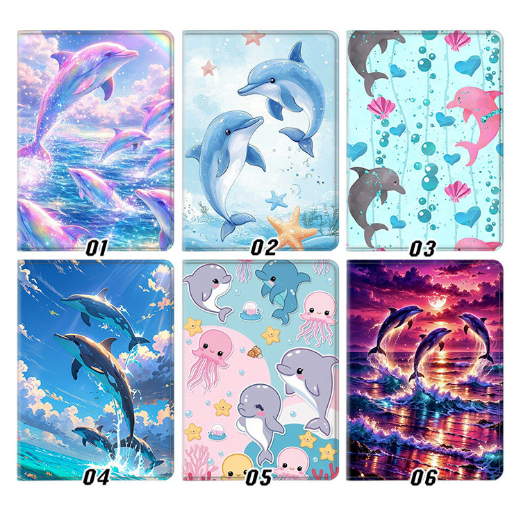 海洋 鱼类 海豚 卡通可爱外壳适用ipad10.2软air345第十代保护套matepad11笔槽mini6小米7pro13寸10.9荣耀
