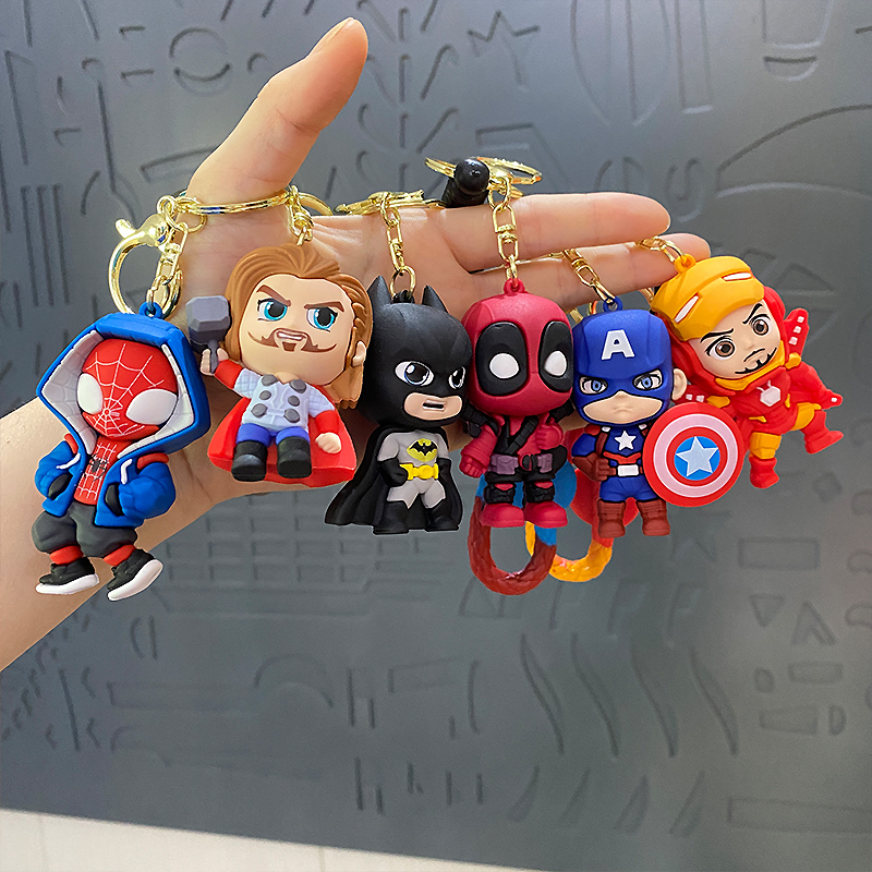 漫威超级英雄蜘蛛侠钢铁侠雷神美国队长钥匙扣挂件创意手办挂件男