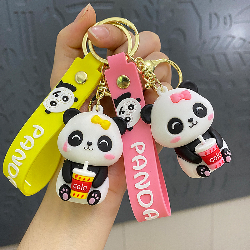 可爱熊猫公仔钥匙扣挂件包包饰品情侣卡通钥匙链特价处理叠叠乐
