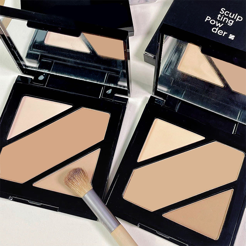 三色修容粉饼提亮高光哑
