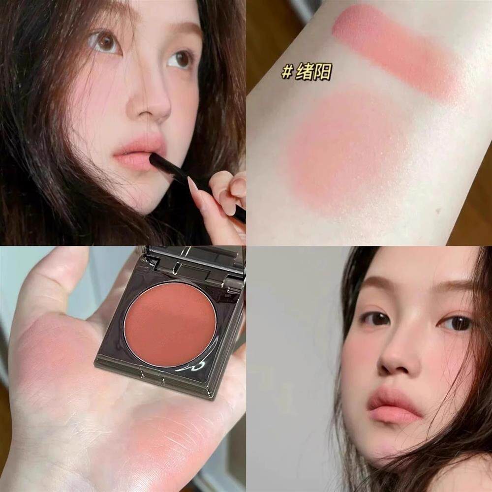 少女裸妆感!唇颊两用腮红口红眼影新手一盘多用膏裸杏色低饱和