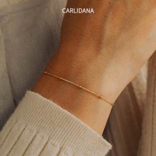 单层多层钛钢手链ins极简风简约时尚女士钛钢IPG14K金珠链手链