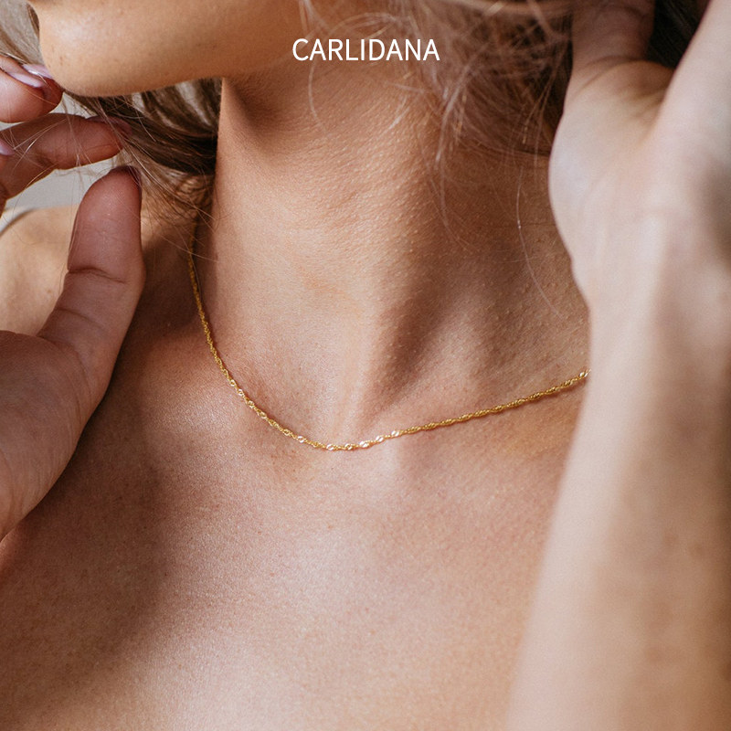 小麻花链细项链钛钢IPG14K金单链叠带搭配锁骨链配链轻奢时尚多层