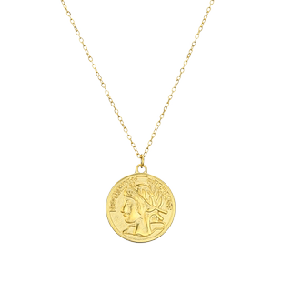 欧风仿法国钱币仿法郎金币项链IPG18K镀金钛钢复古工艺饰品锁骨链