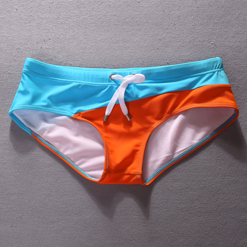 断码清仓 个性撞色文艺青年男士泳裤低腰性感拼色三角裤游泳裤