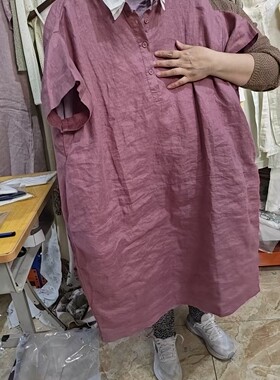 纯汉麻短袖连衣裙