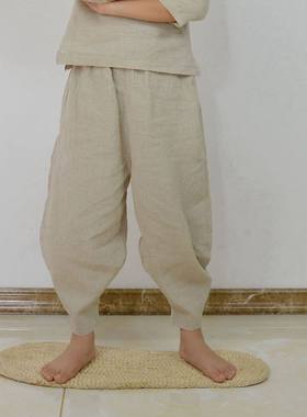 亚麻瑜伽裤休闲裤春秋裤子宽松