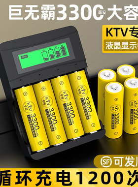 德力普充电电池5号大容量麦克风KTV话筒通用充电器套装可冲五七号