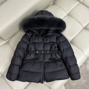 2024 秋冬 女款 羽绒服 大毛领 腰带收腰小个子 连帽大毛领韩版