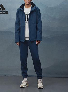 Adidas/阿迪达斯新款男子时尚梭织连帽休闲外套IP4933