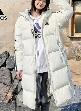 阿迪达斯adidas长款过膝羽绒服男女同款防风保暖拒水羽绒KC2497