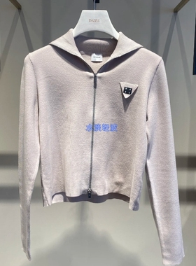 2I4E553吊牌1399大地素DAZZLE专柜正品2024冬针织翻领拉链开衫火