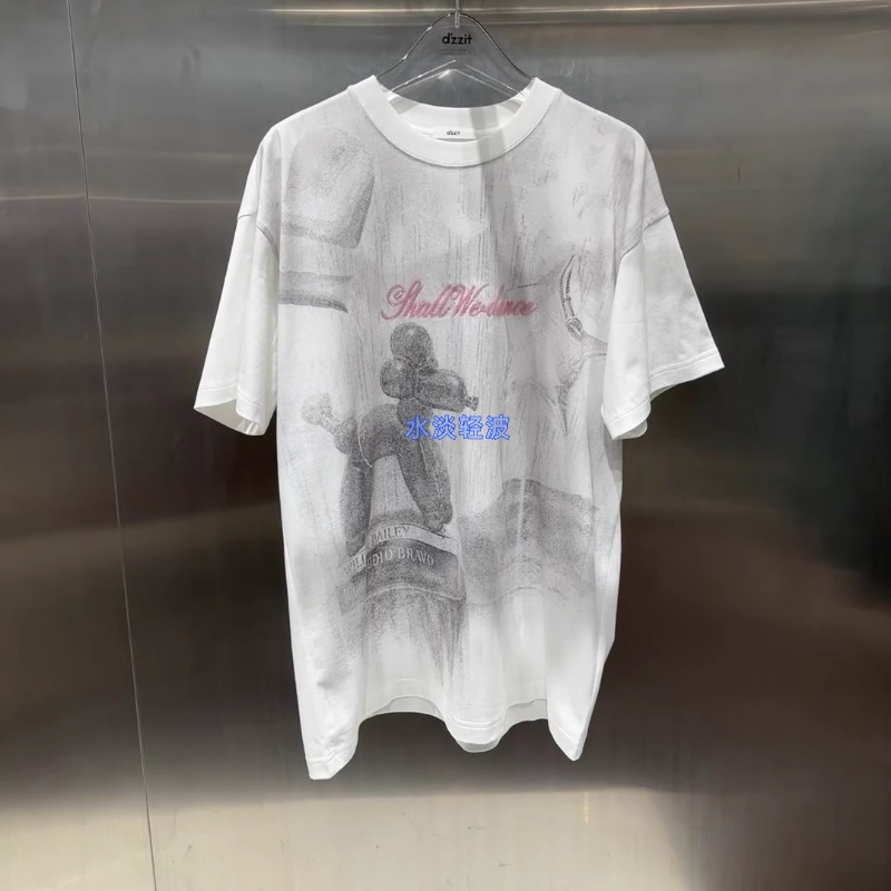 3I3B309吊牌895小地素dzzit专柜正品2024秋女士印花大t恤火