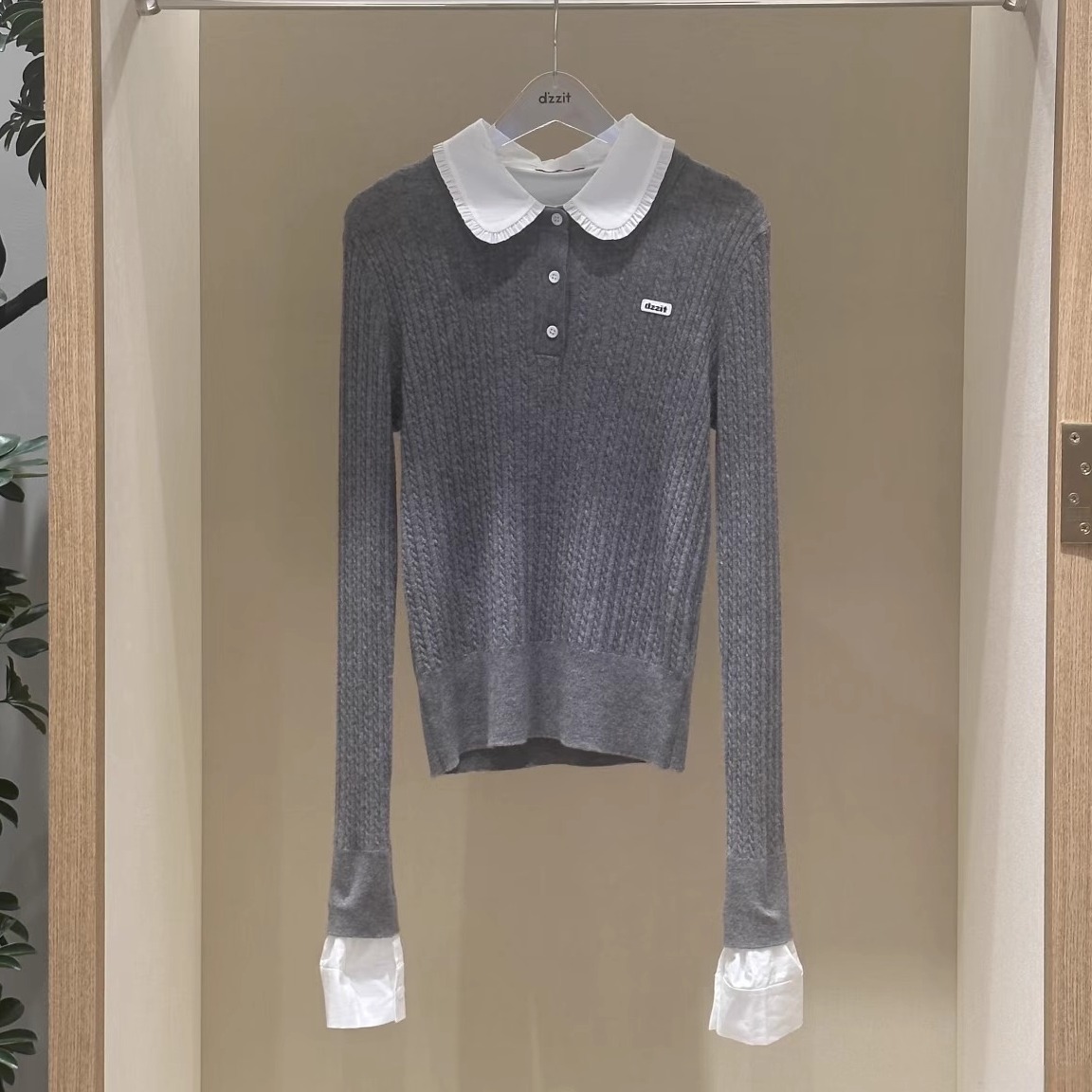 3J4E409吊牌1395小地素dzzit专柜正品2025冬六波女士两色针织衫