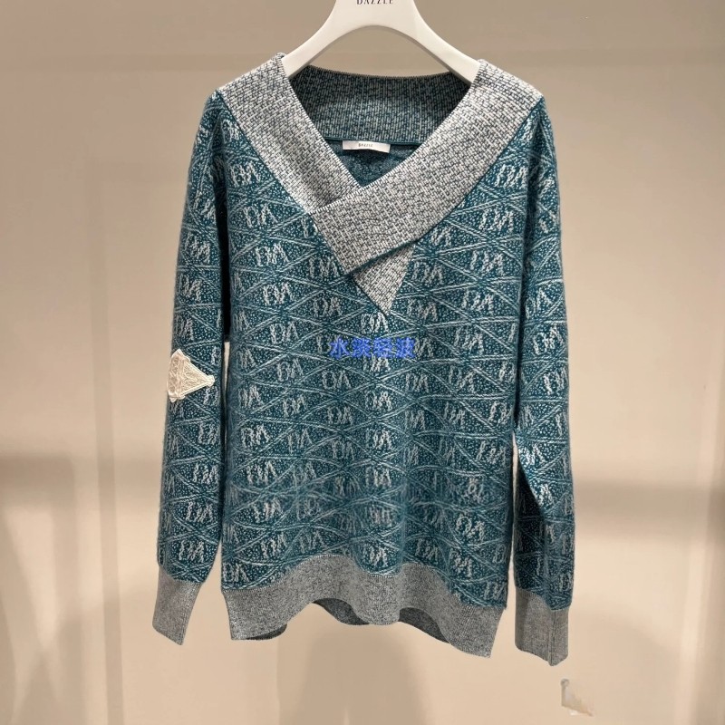 2H4E457吊牌1999大地素DAZZLE专柜正品2023冬女士DA提花肌理毛衫