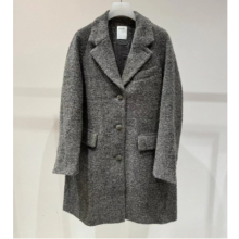 2I4G328吊牌3599大地素DAZZLE专柜正品2024冬女士灰色金葱呢大衣