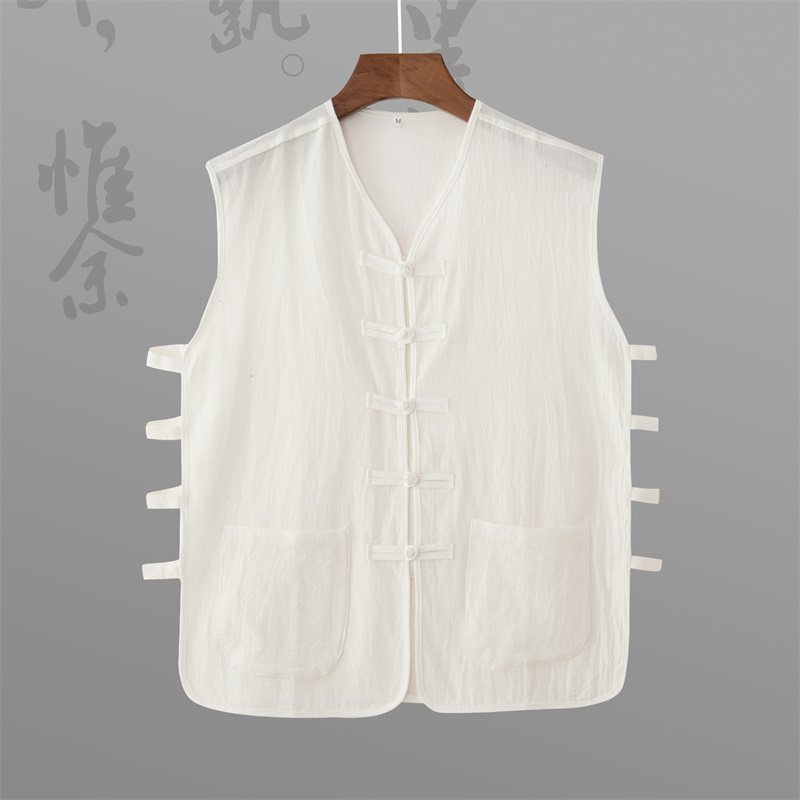 棉麻中式背心汉衫马褂马甲盘扣