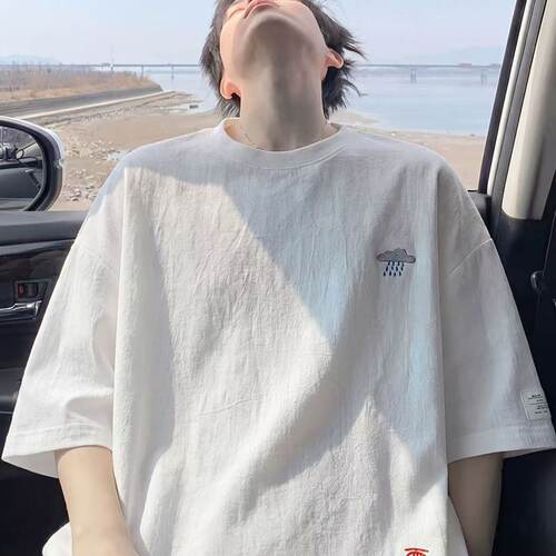 夏季男款亚麻透气短袖T恤