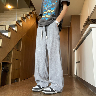 肌理感休闲裤男夏季薄冰丝阔腿裤