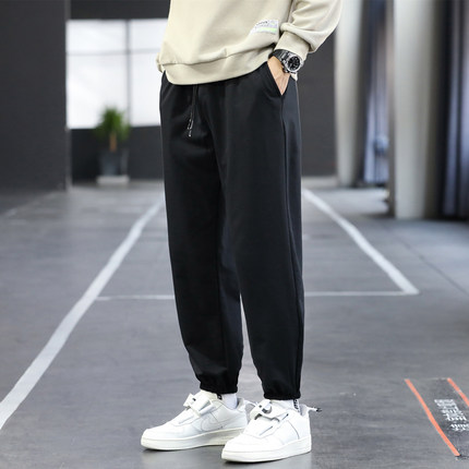 加绒休闲裤男冬季长裤运动裤男裤束脚裤子秋冬款加厚工装灰色卫裤