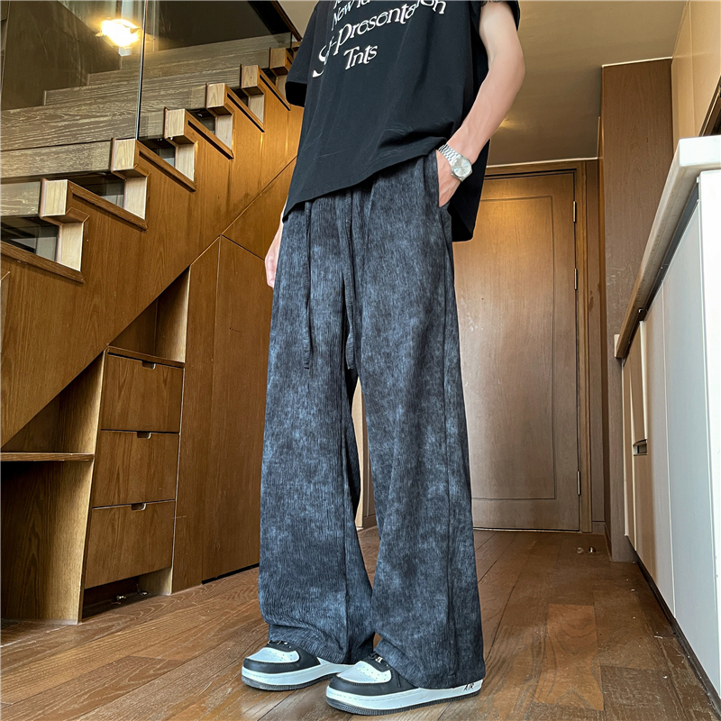 美式扎染休闲长裤男宽松直筒裤子