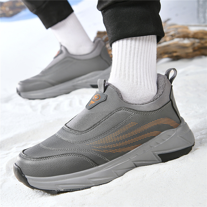 男女皮面防水冬季新款棉鞋中老年