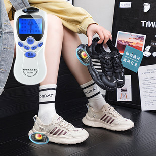 磁震动按摩电脉冲鞋 防水旅游鞋 力皮面男女老爹休闲鞋 足部太赫兹鞋