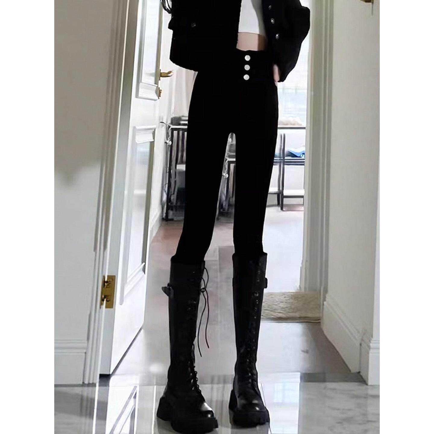 加厚加绒小脚裤女秋冬2026新款高腰紧身打底裤胖mm大码宽松铅笔裤