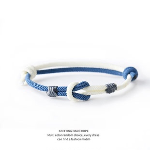 原创简约纯手工编织手绳情侣同心锁爱情男女学生吉祥混色百搭手链