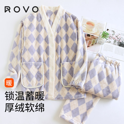 孕妇哺乳睡衣秋冬月子服