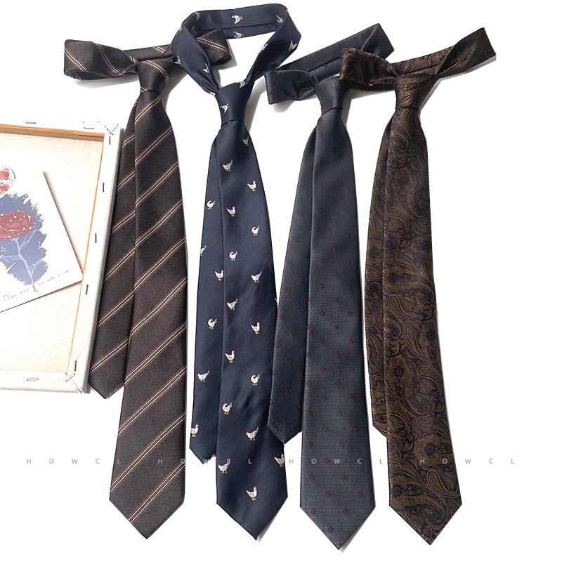 提花复古条纹绿色百搭衬衣领带