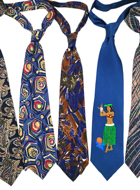 HOW真丝外贸尾单个性土酷啤酒美女图印花领带古着