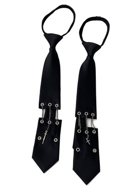 HOW CL自制暗黑朋克免打拉链男女黑色链条领带礼盒帅气潮流百搭