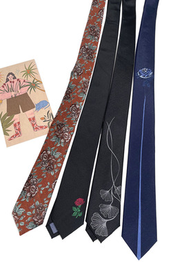 HOW CL玫瑰花韩版提花涤纶男士窄版商务休闲个性百搭领带