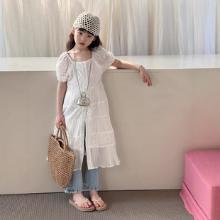 2026夏儿童法式拼接蕾丝长裙沙滩裙女童夏季气质感高级小众裙子
