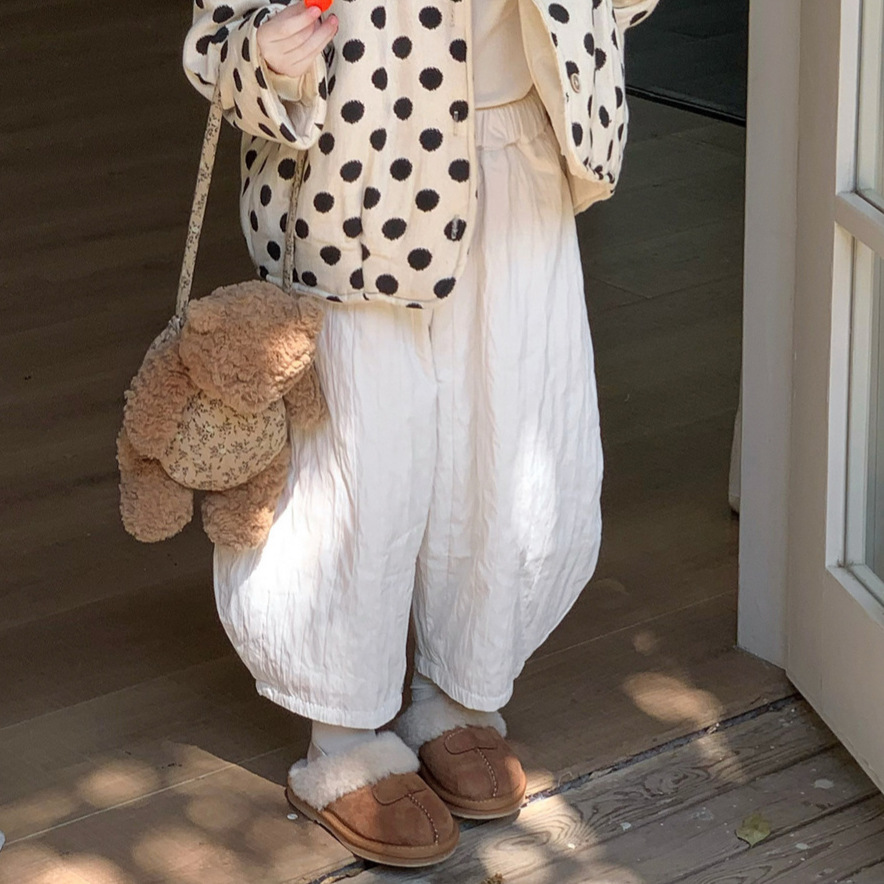 儿童弯刀裤加绒2025冬季新款韩版宝宝休闲百搭风琴皱洋气香蕉裤厚