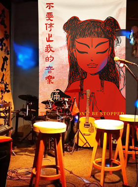 民谣酒馆软装墙饰酒吧应援痛仰乐队旗帜哪吒挂毯定制网红摇滚潮流