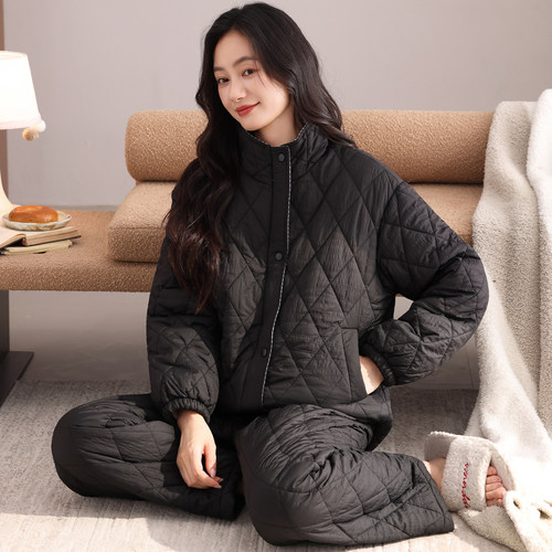 女士冬季三层加厚珊瑚羽绒