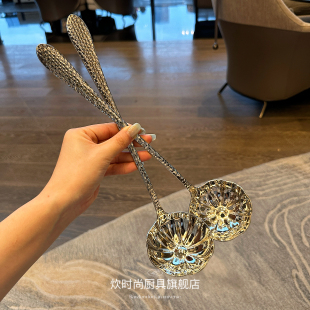 【出口德国】316不锈钢大汤勺漏勺锤纹长柄荷叶形大号盛汤公用勺