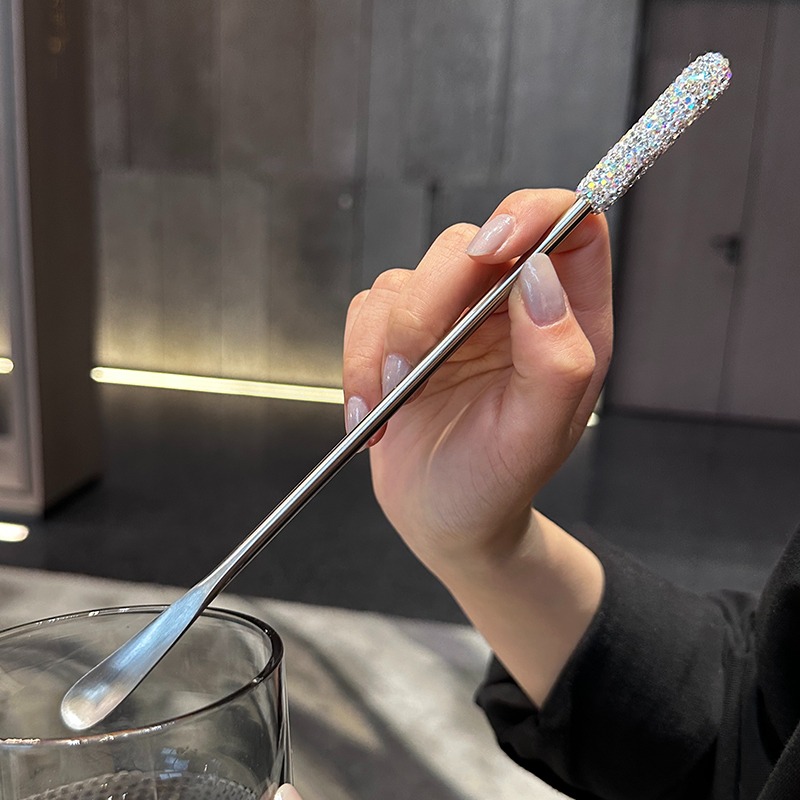 钻石闪爆了!满天星咖啡勺搅拌棒!长柄好看 不锈钢冰勺搅拌勺子