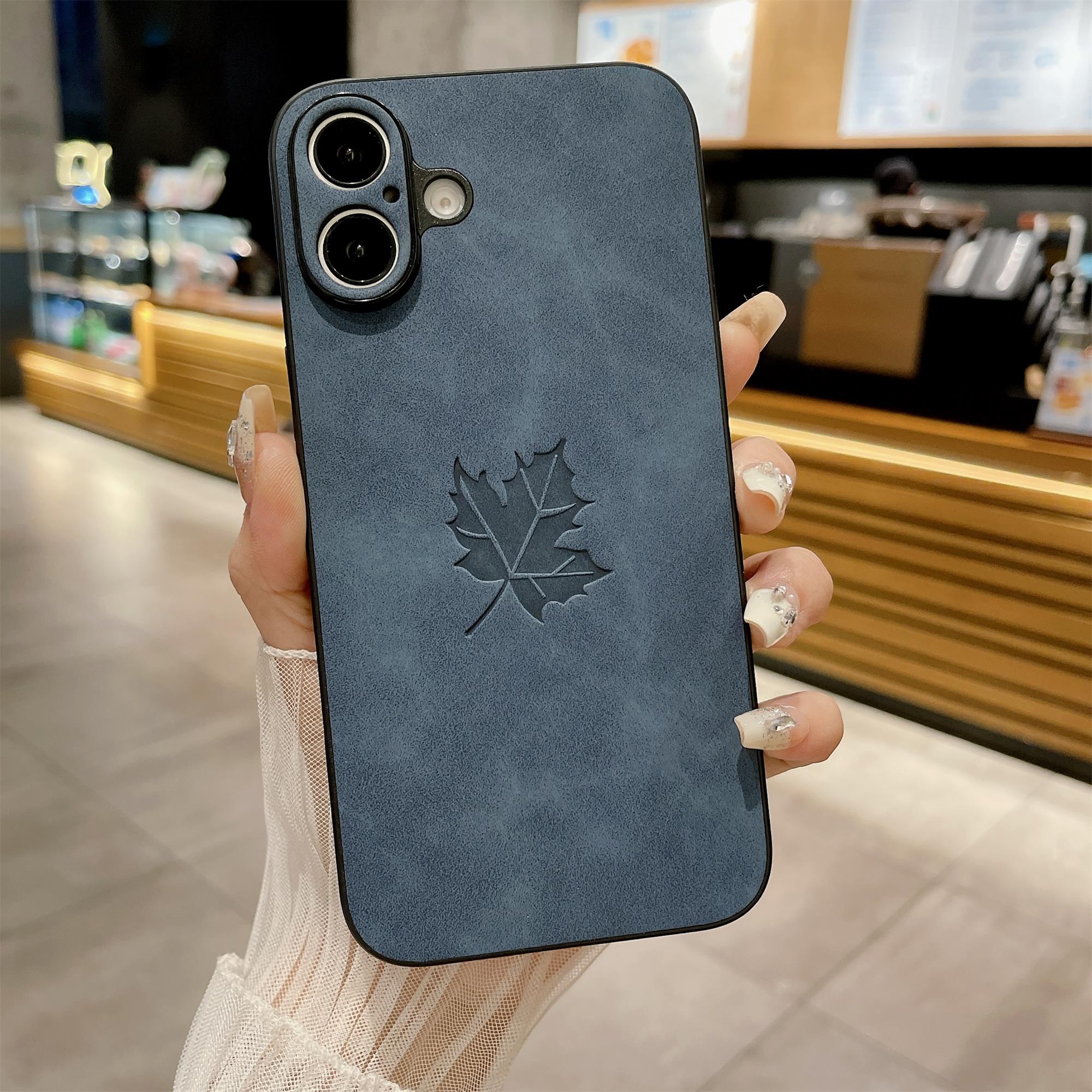 新款苹果15promax简约枫叶手机壳