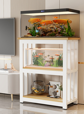 鱼缸柜鱼缸架家用铁艺底柜水族箱金属承重底座多层鱼缸桌置物架子
