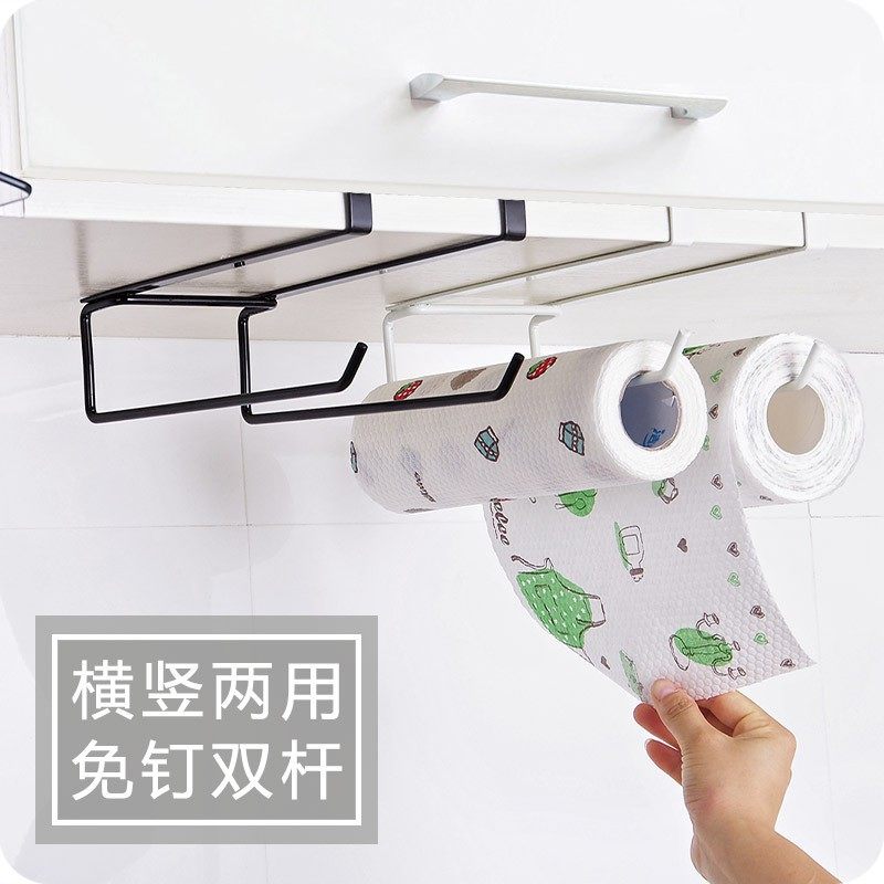 厨房纸巾架卷纸挂架免打孔冰箱侧壁挂置物架保鲜袋膜收纳架用纸架