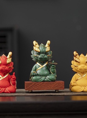 暴富瑞兽神龙可爱卡通手办桌面玄关摆件茶桌家居办公室装饰品