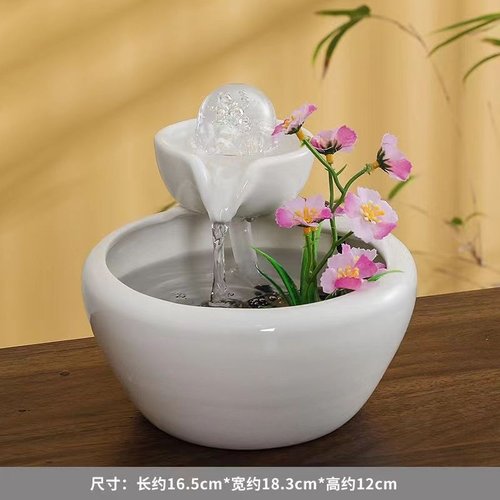 陶瓷流水鱼缸摆件流水生财自动循环喷泉办公室桌面加湿器猫咪饮水